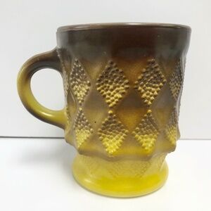 Vintage Fire King Mug Diamond Kimberly Yellow/Brown Ombre Stackable